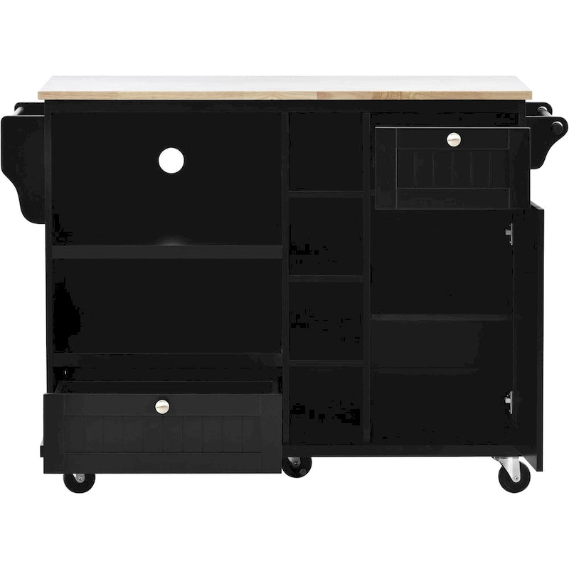Kitchen Island Cart with Solid Wood Top and Locking Wheels