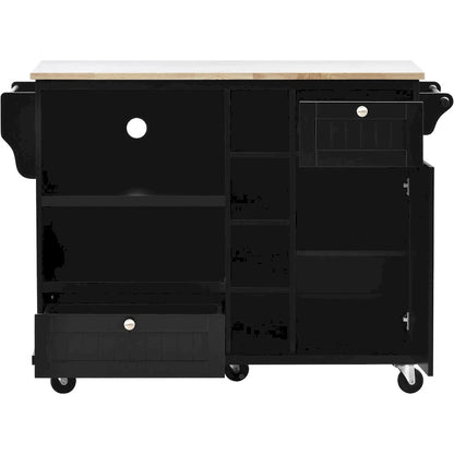 Kitchen Island Cart with Solid Wood Top and Locking Wheels