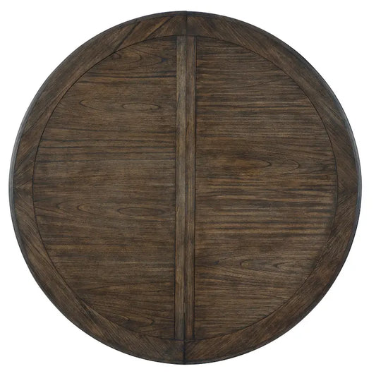 Dark Brown Wood Extendable Round Dining Table