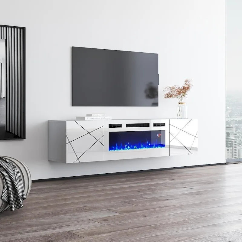 London WH-EF Electric Fireplace 63 TV Stand