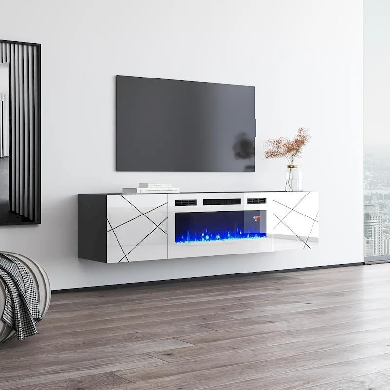 London WH-EF Electric Fireplace 63 TV Stand