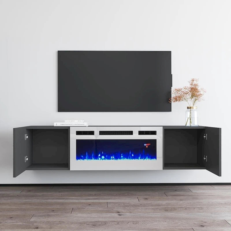 London WH-EF Electric Fireplace 63 TV Stand