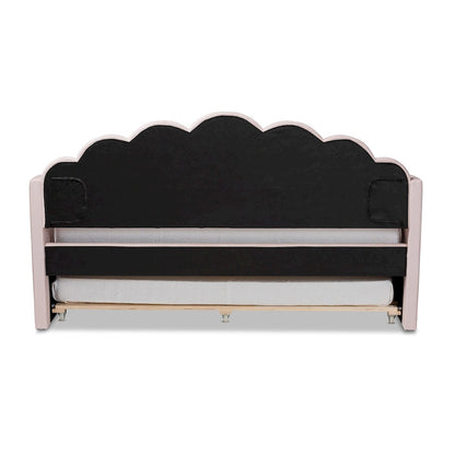 Timila Modern Velvet Upholstered Daybed with Trundle-Light Pink