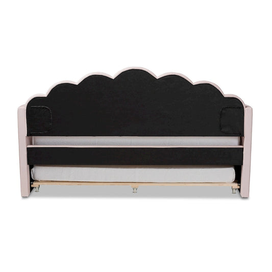 Timila Modern Velvet Upholstered Daybed with Trundle-Light Pink