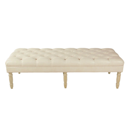 HomePop Classic Tufted Top Long Bench - Faux Leather