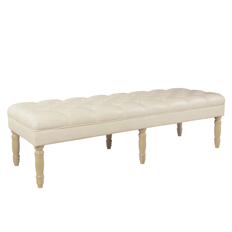 HomePop Classic Tufted Top Long Bench - Faux Leather