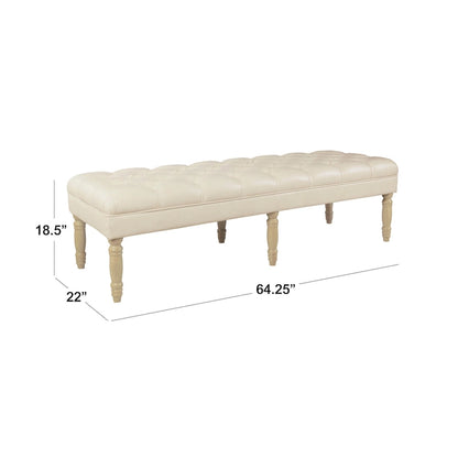 HomePop Classic Tufted Top Long Bench - Faux Leather