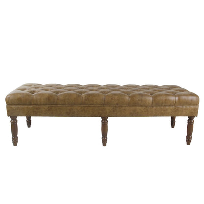 HomePop Classic Tufted Top Long Bench - Faux Leather