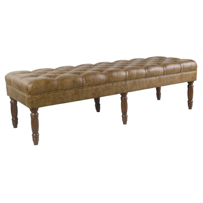 HomePop Classic Tufted Top Long Bench - Faux Leather