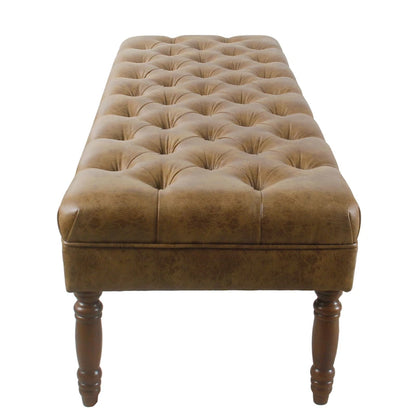 HomePop Classic Tufted Top Long Bench - Faux Leather