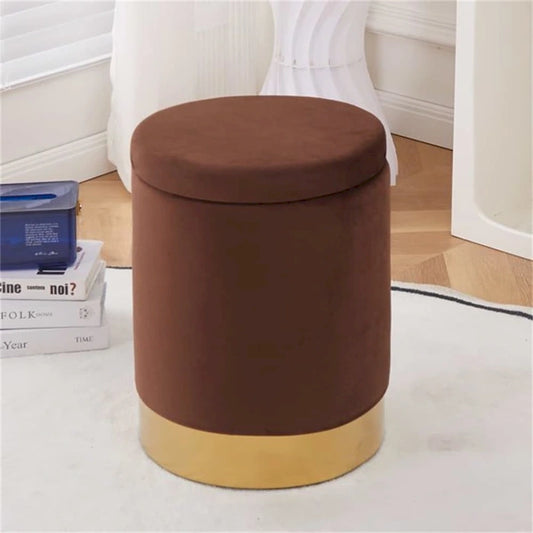 Velvet Storage Ottoman Multipurpose Footrest Stool with Metal Base
