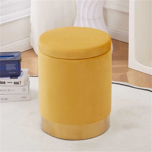 Velvet Storage Ottoman Multipurpose Footrest Stool with Metal Base