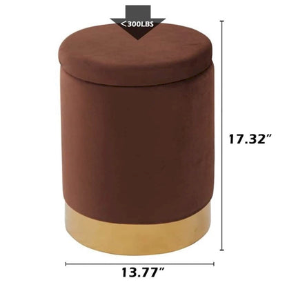 Velvet Storage Ottoman Multipurpose Footrest Stool with Metal Base