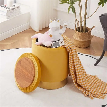 Velvet Storage Ottoman Multipurpose Footrest Stool with Metal Base