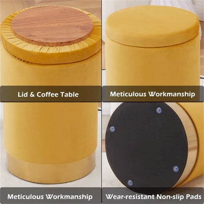 Velvet Storage Ottoman Multipurpose Footrest Stool with Metal Base