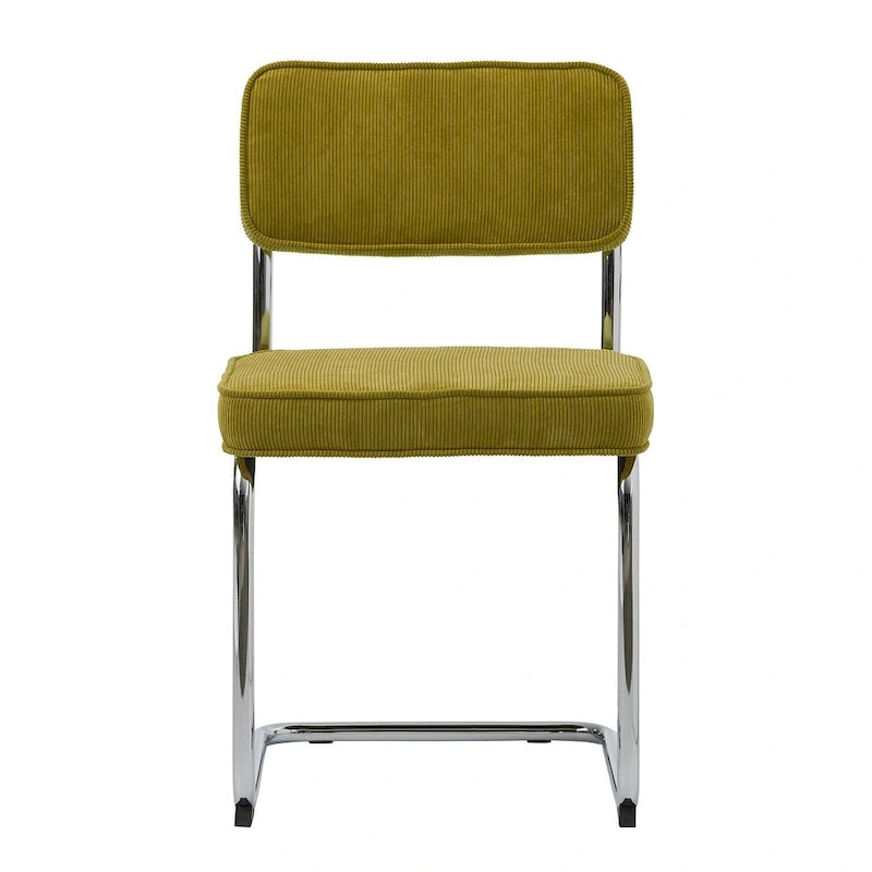 Rye Studio Corduroy Dining Chairs with Chrome Legs, Set of 2