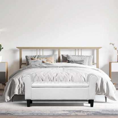 AVAWING Storage Ottoman Bench Leather Upholstered Ottoman with Arm