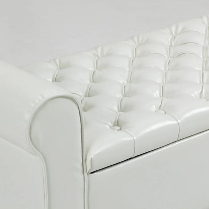 AVAWING Storage Ottoman Bench Leather Upholstered Ottoman with Arm