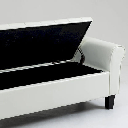 AVAWING Storage Ottoman Bench Leather Upholstered Ottoman with Arm