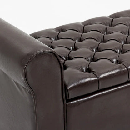 AVAWING Storage Ottoman Bench Leather Upholstered Ottoman with Arm