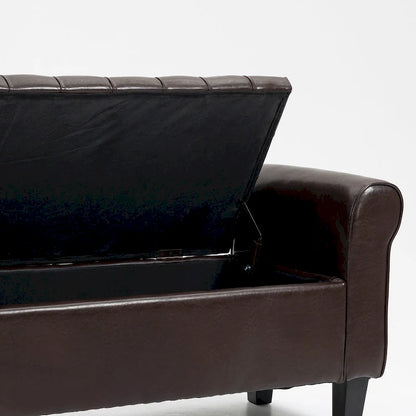 AVAWING Storage Ottoman Bench Leather Upholstered Ottoman with Arm