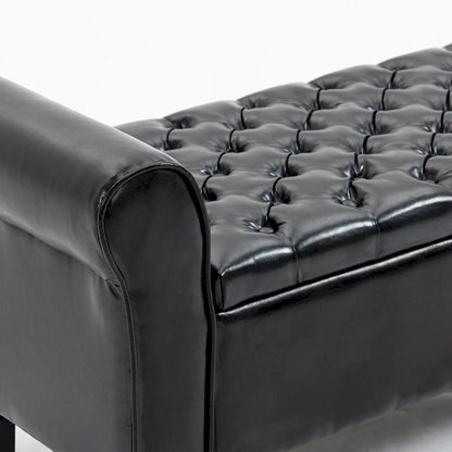 AVAWING Storage Ottoman Bench Leather Upholstered Ottoman with Arm