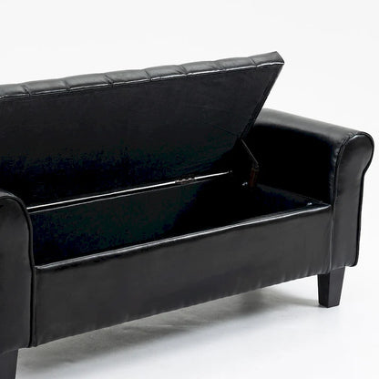 AVAWING Storage Ottoman Bench Leather Upholstered Ottoman with Arm