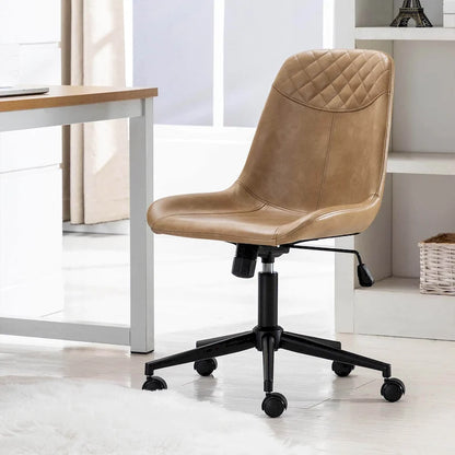 Curved Faux Leather Task Chair Air Lift Office Chair