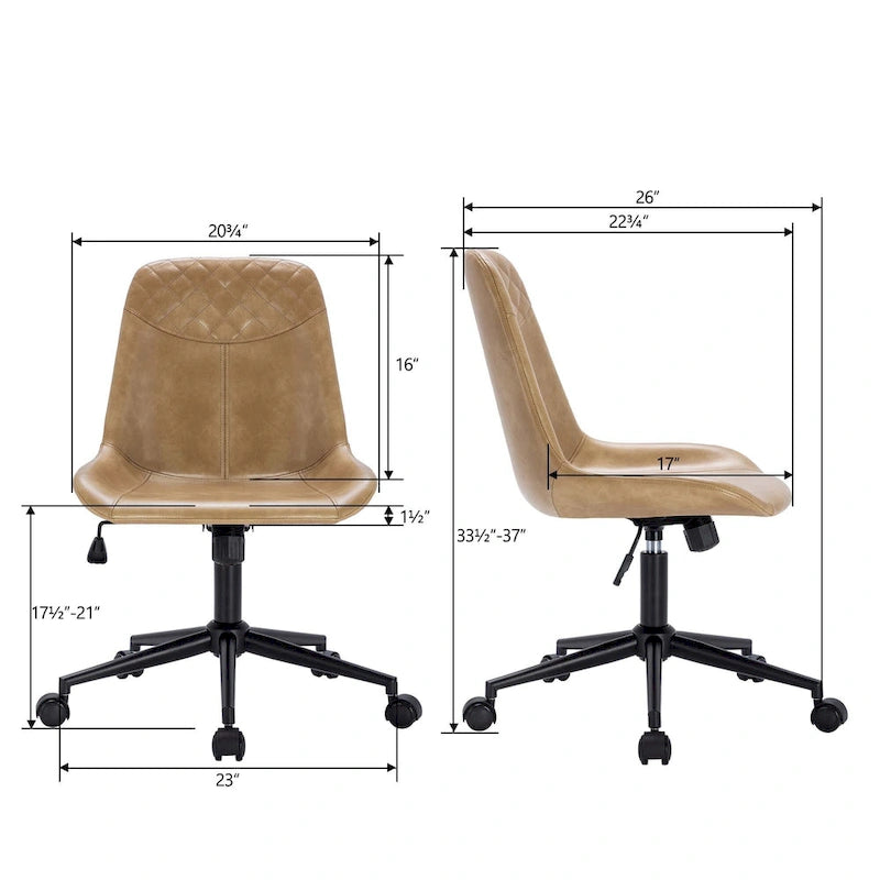 Curved Faux Leather Task Chair Air Lift Office Chair