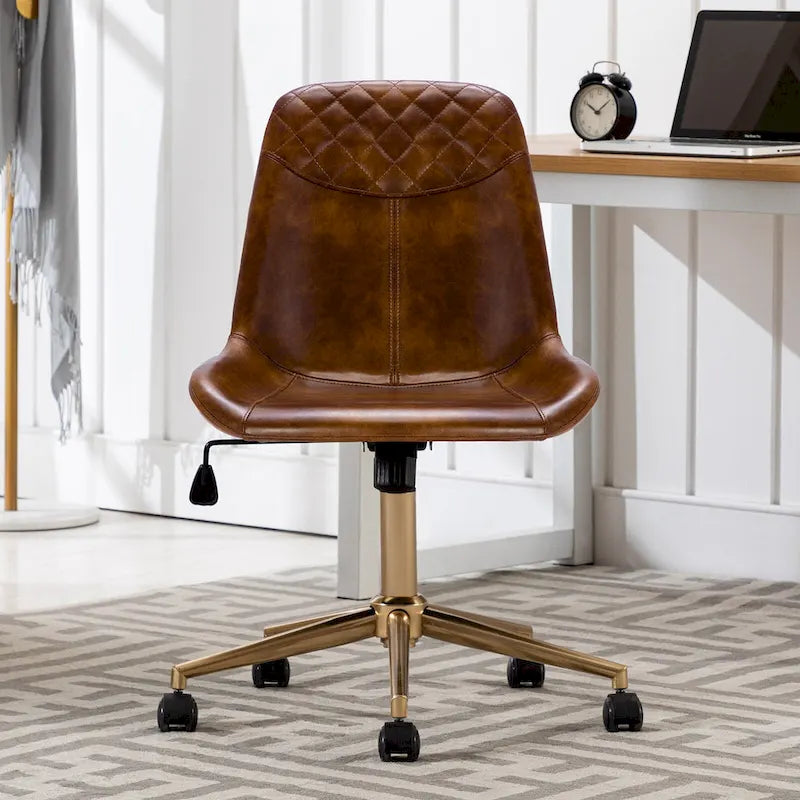 Curved Faux Leather Task Chair Air Lift Office Chair