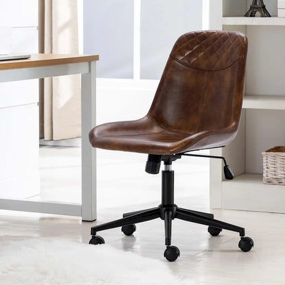 Curved Faux Leather Task Chair Air Lift Office Chair