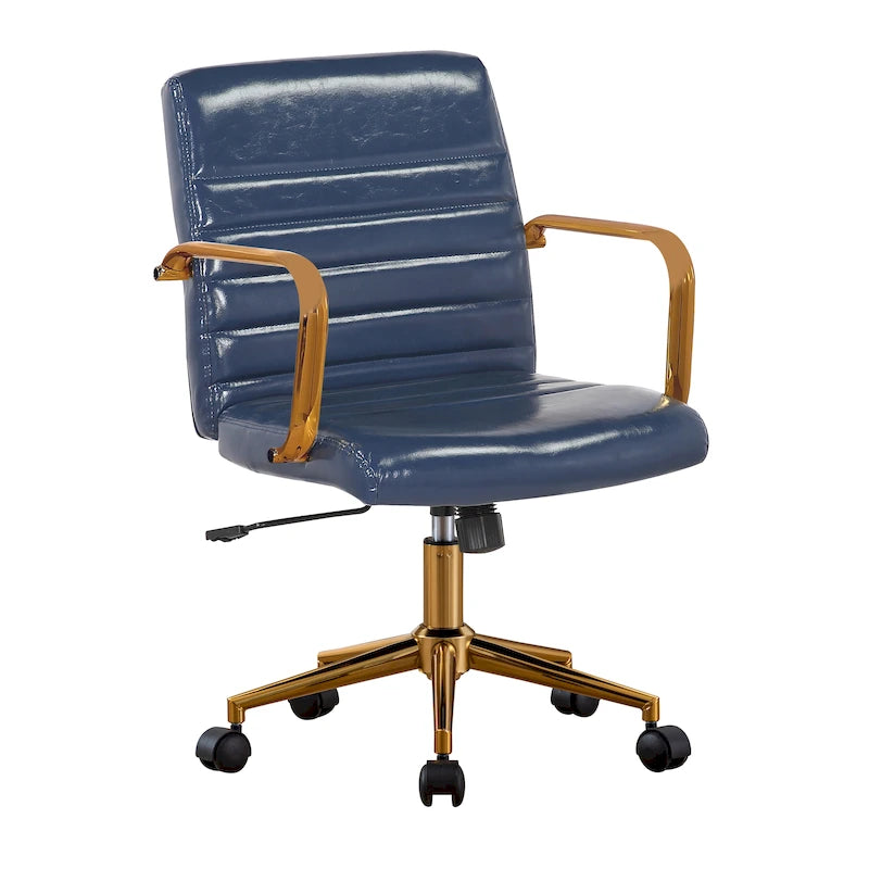 Porthos Home Franco Swivel Office Chair, PU Leather, Roller Wheels