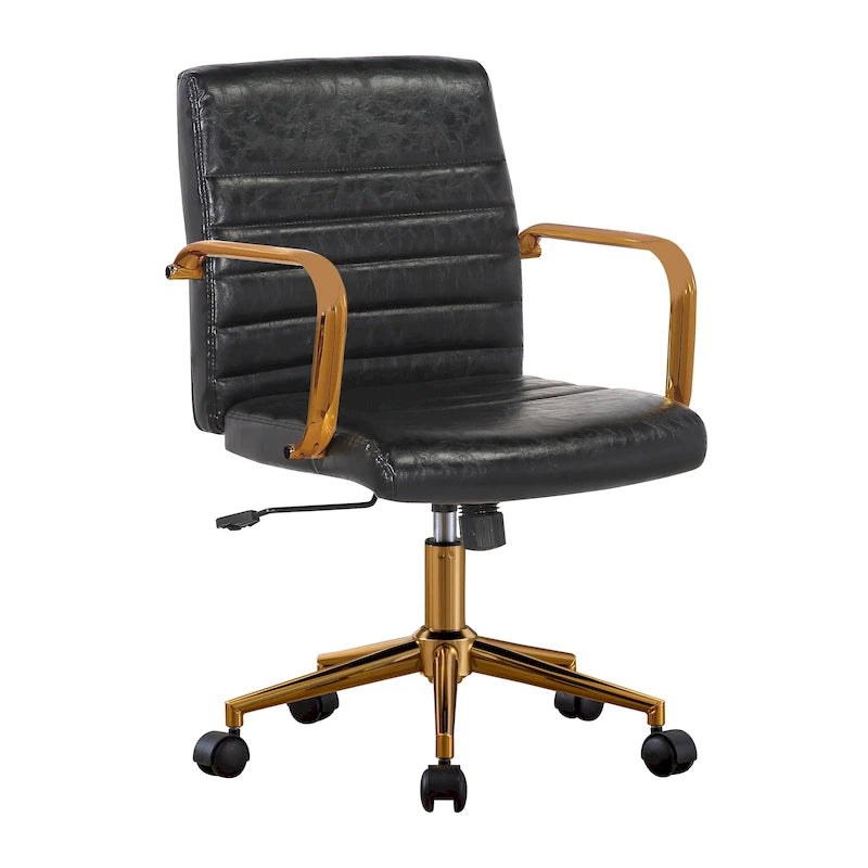 Porthos Home Franco Swivel Office Chair, PU Leather, Roller Wheels