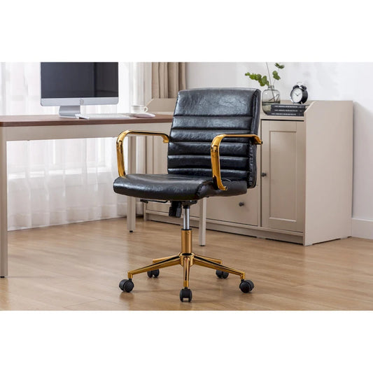Porthos Home Franco Swivel Office Chair, PU Leather, Roller Wheels
