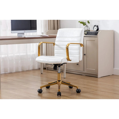 Porthos Home Franco Swivel Office Chair, PU Leather, Roller Wheels