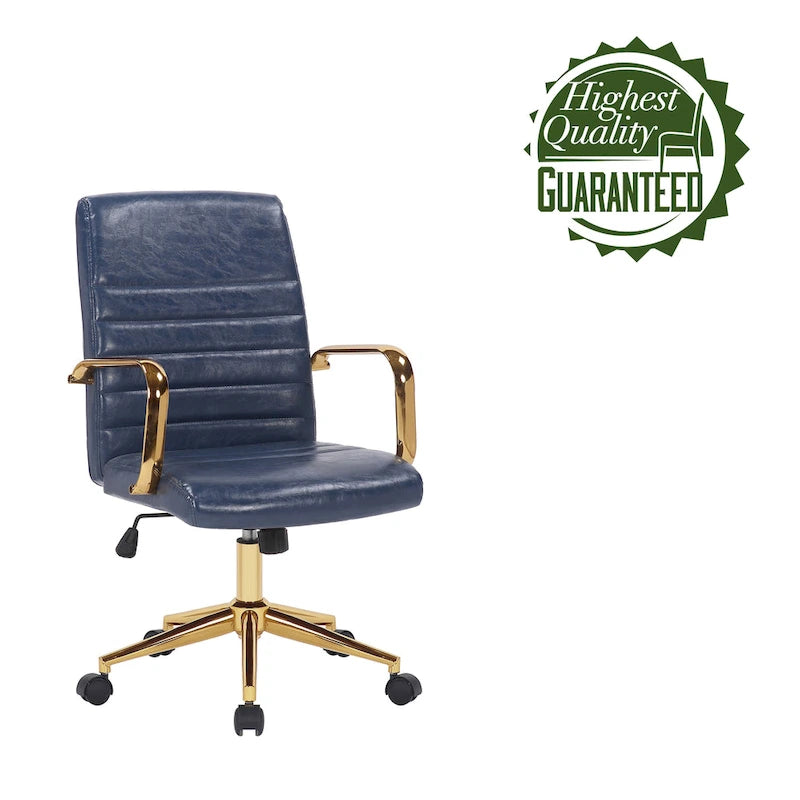 Porthos Home Franco Swivel Office Chair, PU Leather, Roller Wheels