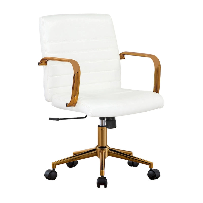 Porthos Home Franco Swivel Office Chair, PU Leather, Roller Wheels