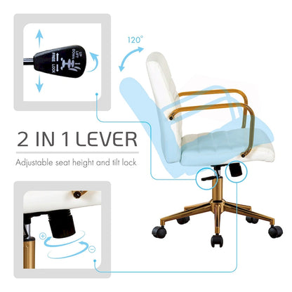 Porthos Home Franco Swivel Office Chair, PU Leather, Roller Wheels