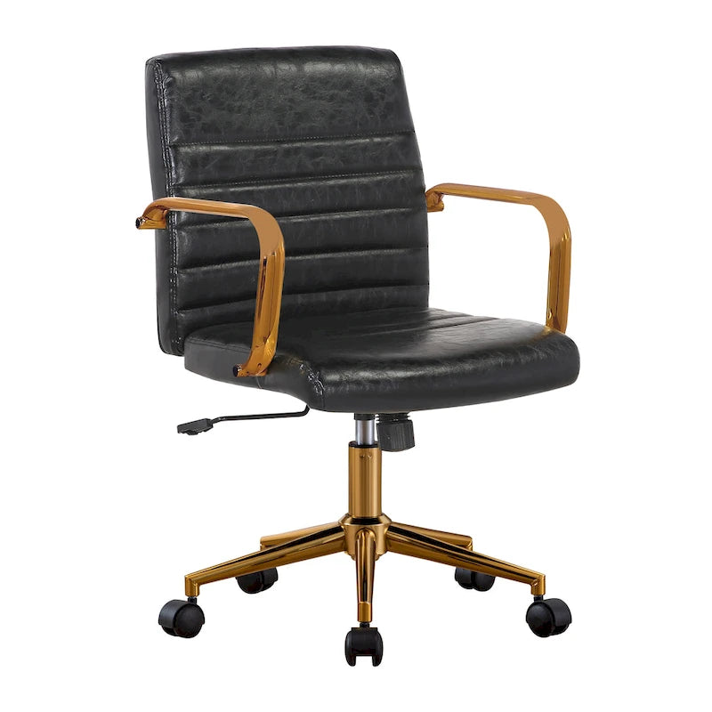 Porthos Home Franco Swivel Office Chair, PU Leather, Roller Wheels