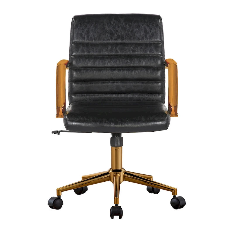 Porthos Home Franco Swivel Office Chair, PU Leather, Roller Wheels