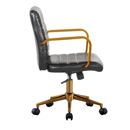 Porthos Home Franco Swivel Office Chair, PU Leather, Roller Wheels