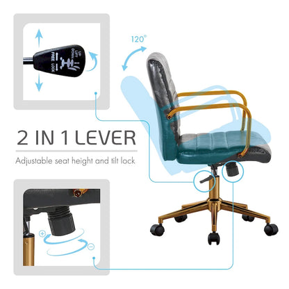 Porthos Home Franco Swivel Office Chair, PU Leather, Roller Wheels