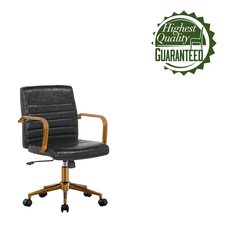 Porthos Home Franco Swivel Office Chair, PU Leather, Roller Wheels