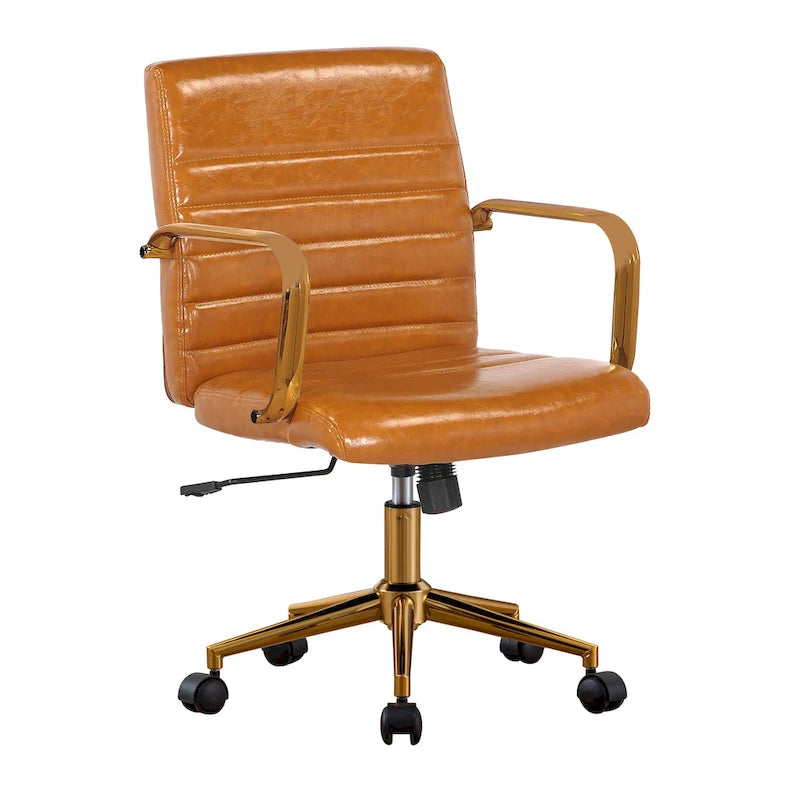 Porthos Home Franco Swivel Office Chair, PU Leather, Roller Wheels