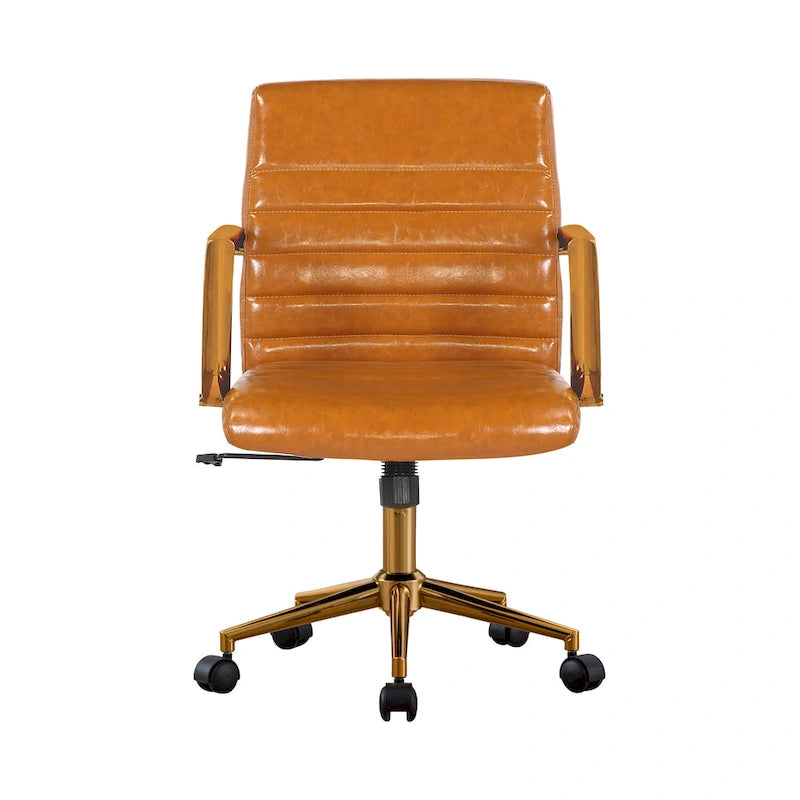 Porthos Home Franco Swivel Office Chair, PU Leather, Roller Wheels