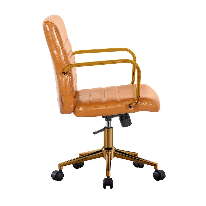 Porthos Home Franco Swivel Office Chair, PU Leather, Roller Wheels