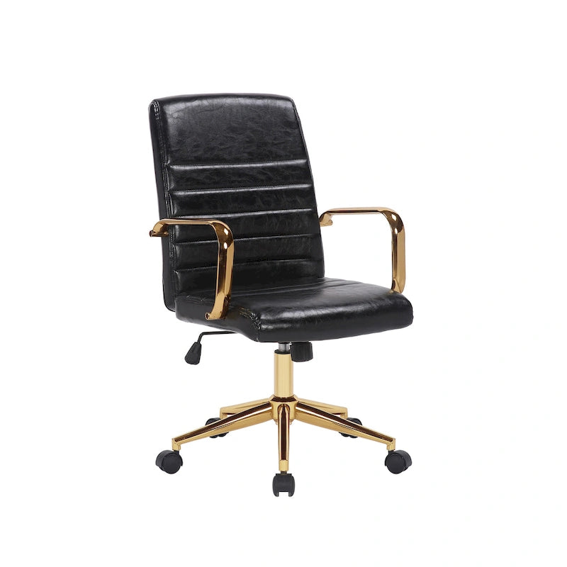 Porthos Home Franco Swivel Office Chair, PU Leather, Roller Wheels