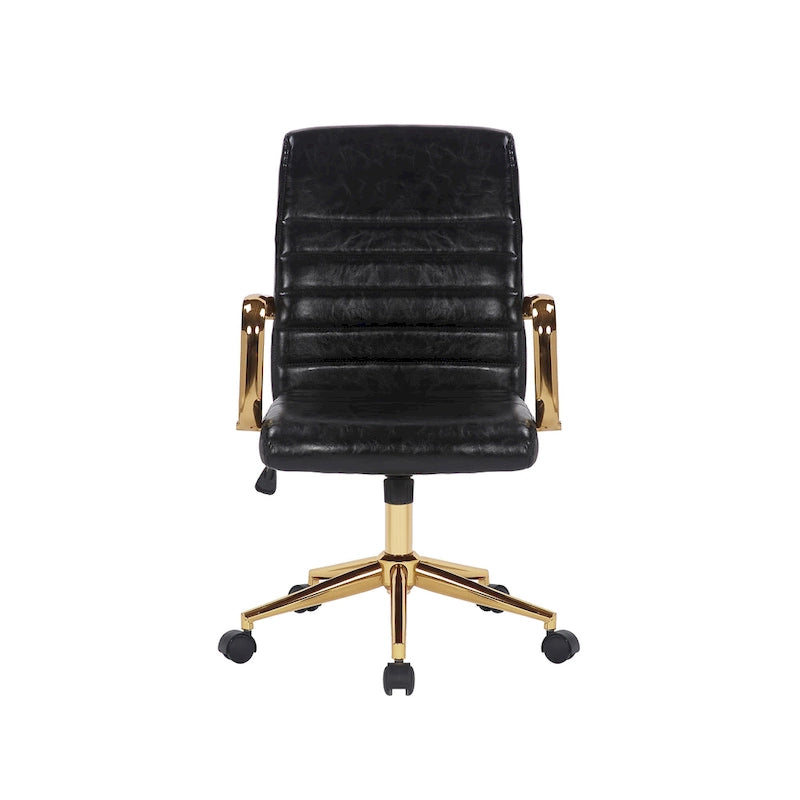 Porthos Home Franco Swivel Office Chair, PU Leather, Roller Wheels