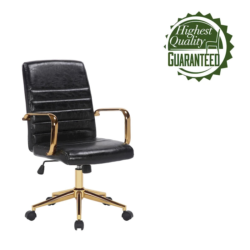 Porthos Home Franco Swivel Office Chair, PU Leather, Roller Wheels