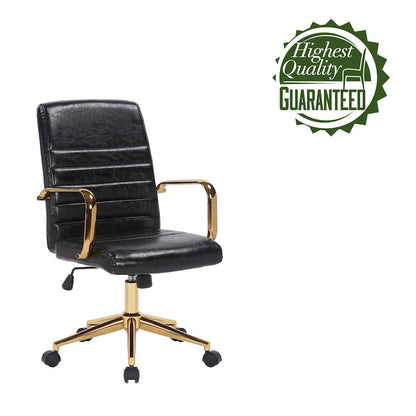 Porthos Home Franco Swivel Office Chair, PU Leather, Roller Wheels